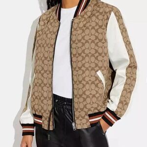Coach varsity jacket with signature print comes with COA